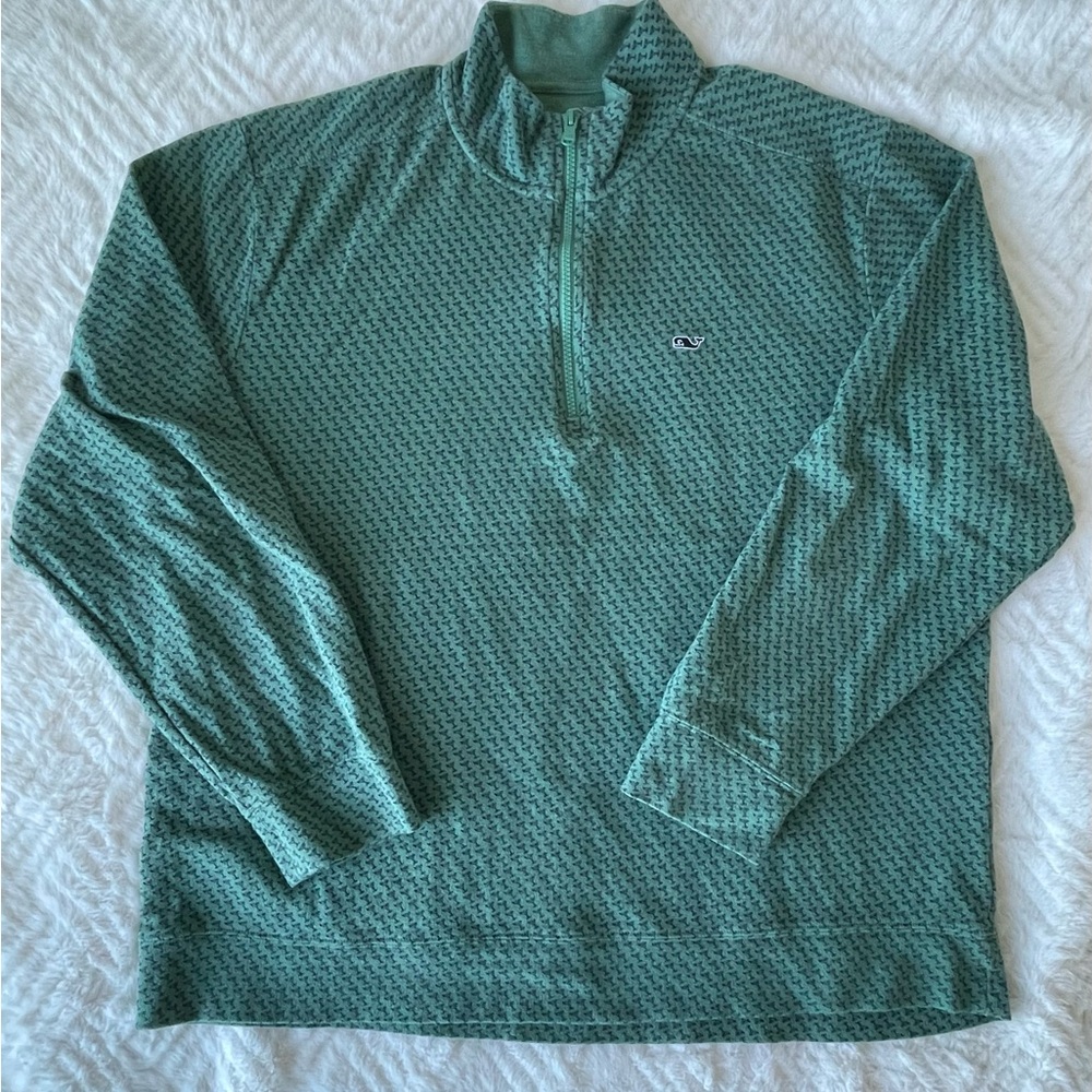 Vineyard Vines XL green Men's Green Half-Zip Sweater 100% cotton